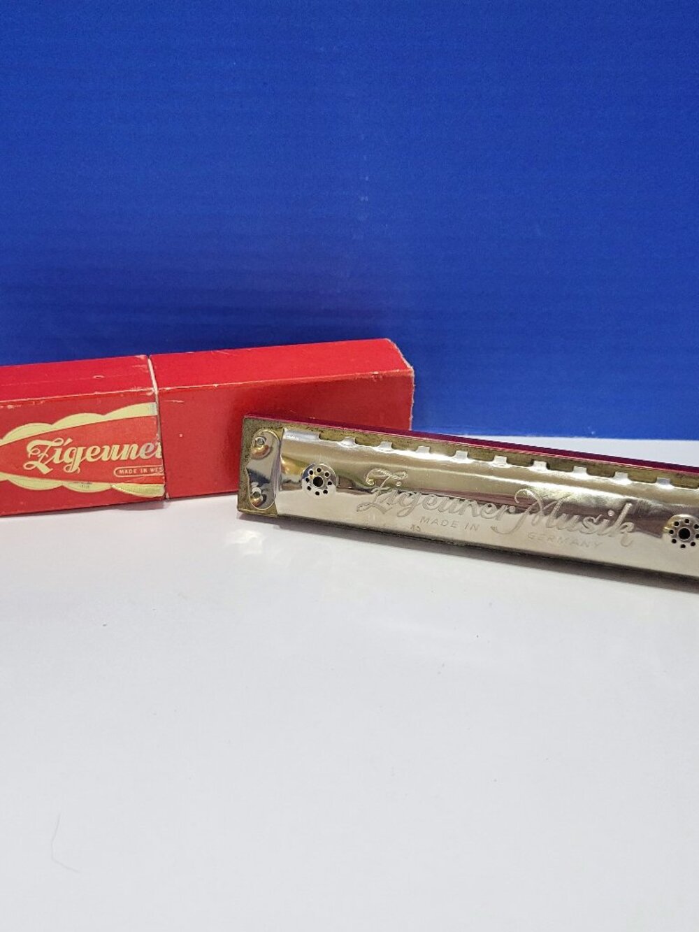 Antique Zigeuner Musik German Harmonica in Original Box Key of C